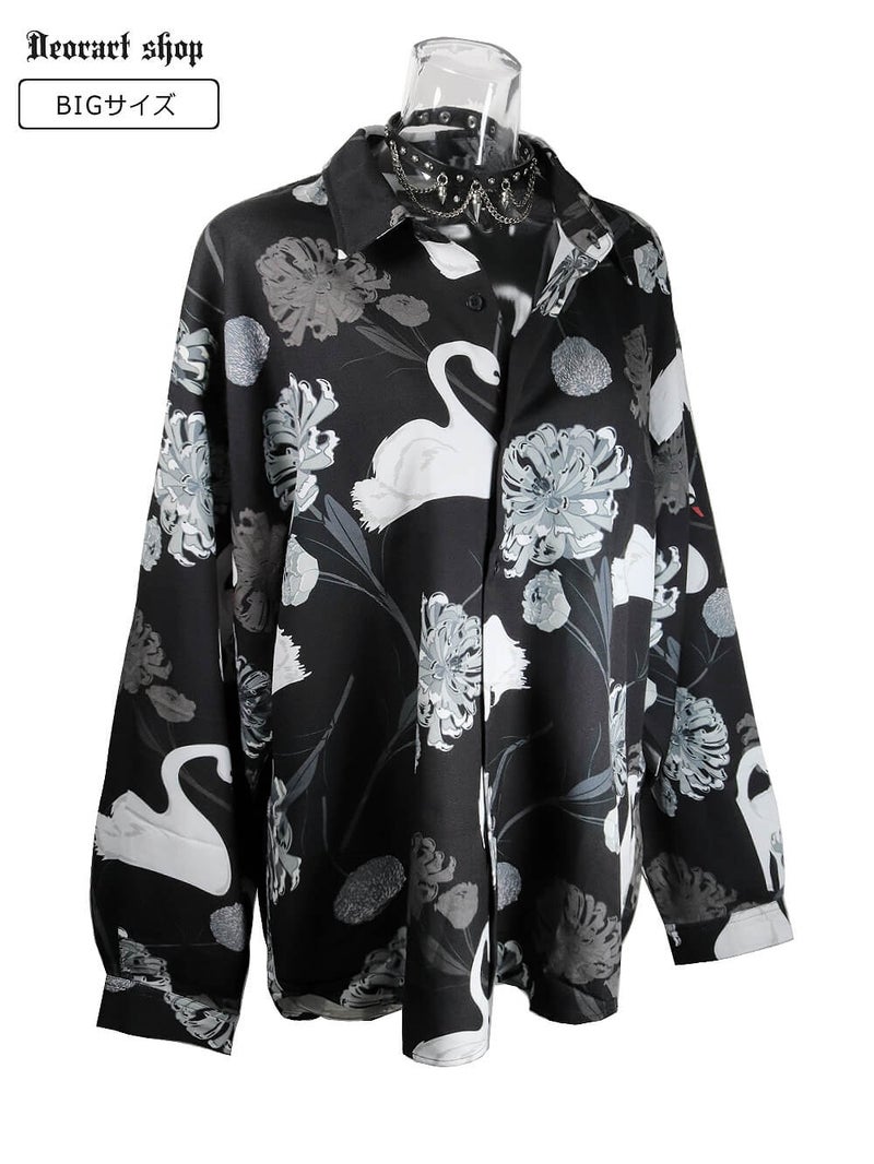 Deorart,ディオラート,V系シャツ,柄シャツ,鳥柄,白鳥,ゴシック,バンド,ホスト,男装,衣装,オーバーサイズ,