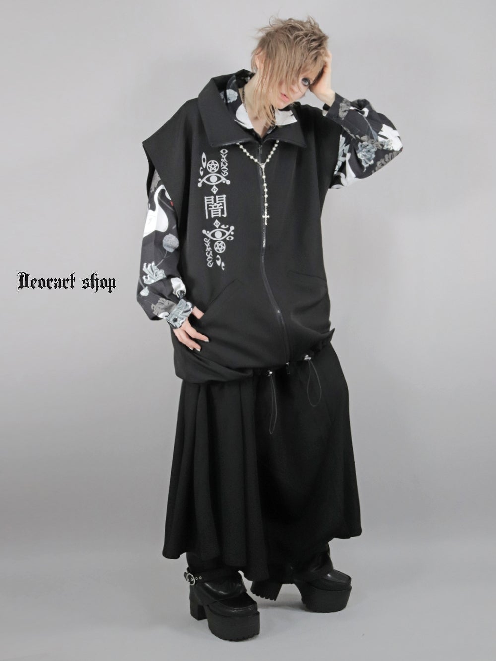 Deorart,ディオラート,V系シャツ,柄シャツ,鳥柄,白鳥,ゴシック,バンド,ホスト,男装,衣装,オーバーサイズ