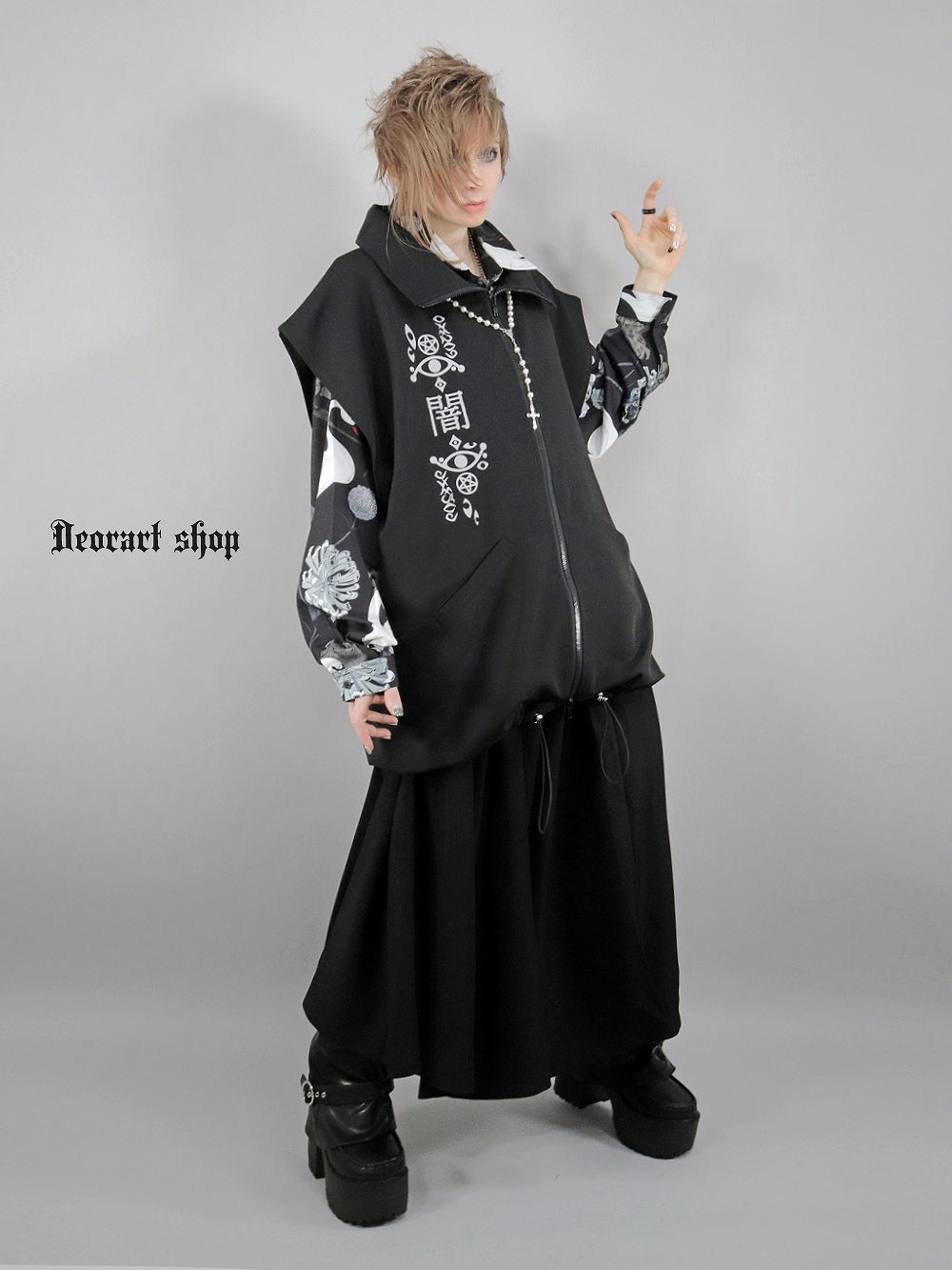 Deorart,ディオラート,V系シャツ,柄シャツ,鳥柄,白鳥,ゴシック,バンド,ホスト,男装,衣装,オーバーサイズ