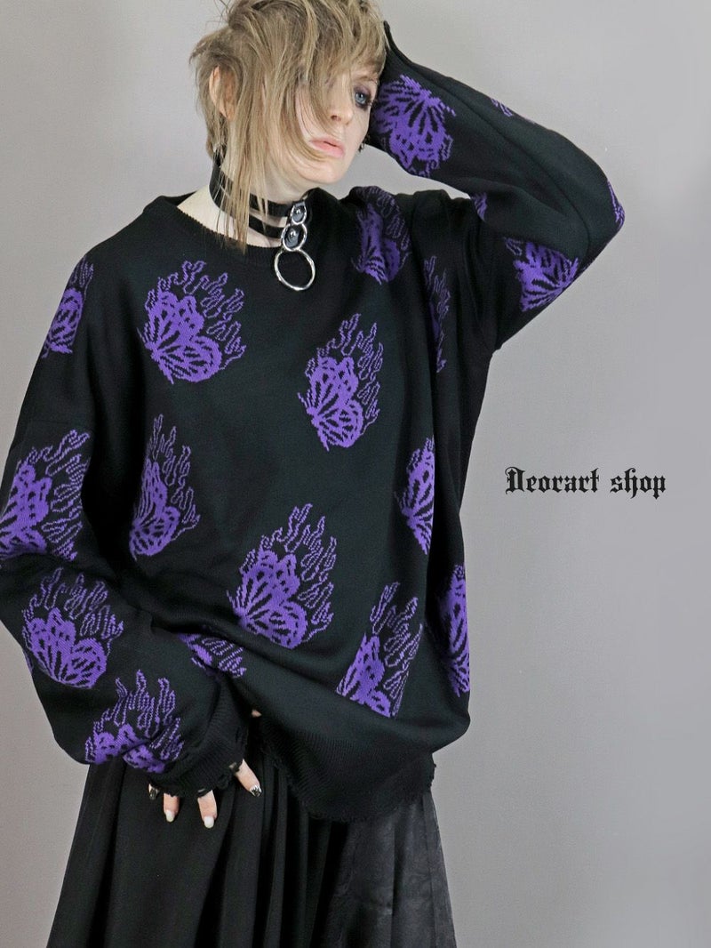 Deorart,ディオラート,ダメージニット,V系,蝶々,バタフライ,衣装,カッコイイ,お洒落,ゴスパン