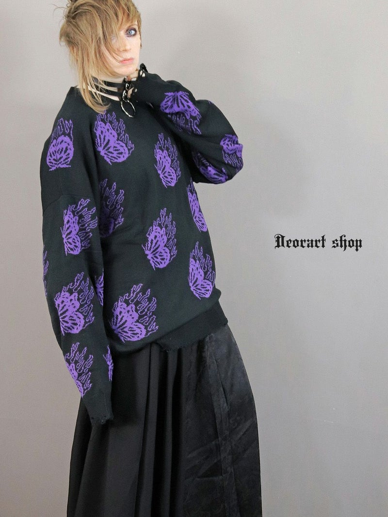 Deorart,ディオラート,ダメージニット,V系,蝶々,バタフライ,衣装,カッコイイ,お洒落,ゴスパン