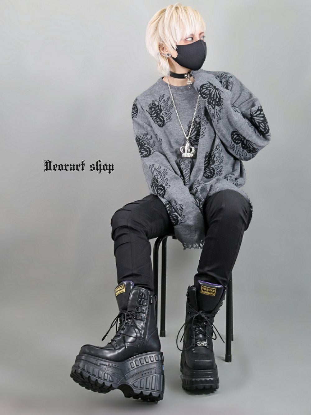 Deorart,ディオラート,ダメージニット,V系,蝶々,バタフライ,衣装,カッコイイ,お洒落,ゴスパン