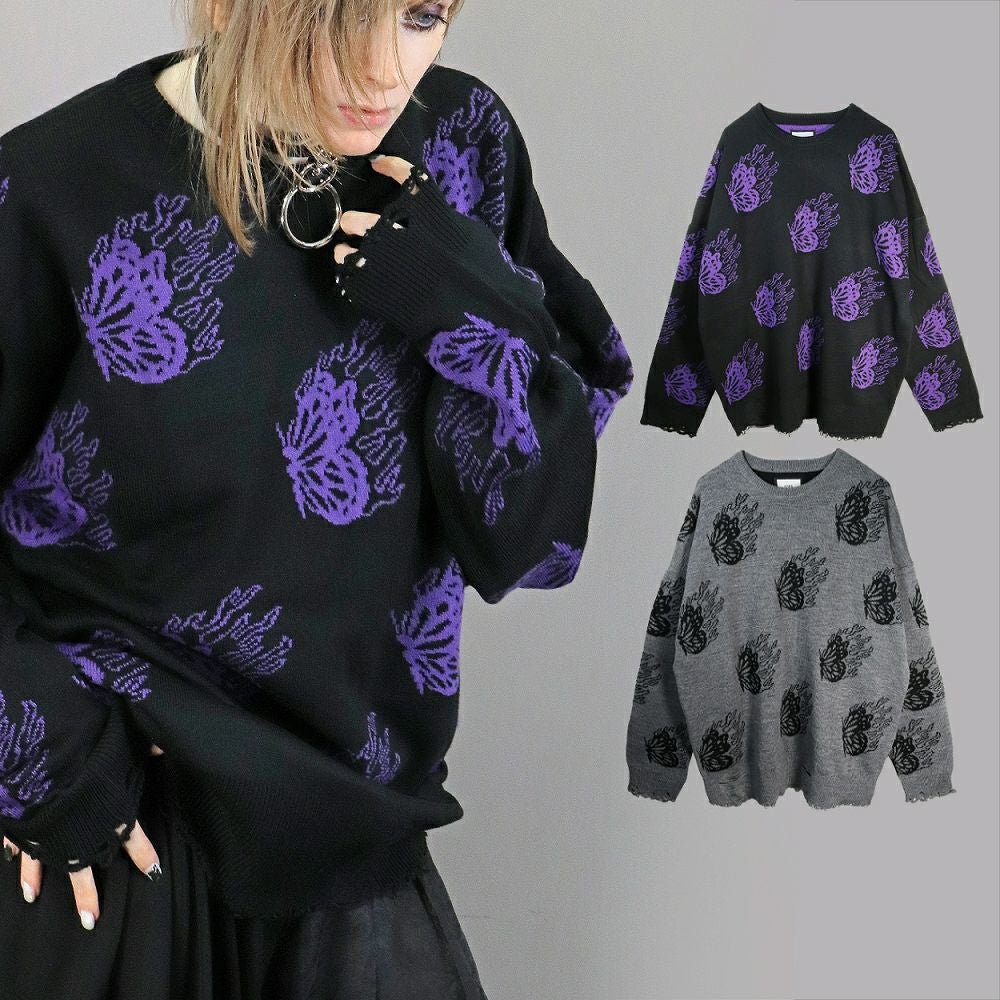 Deorart,ディオラート,ダメージニット,V系,蝶々,バタフライ,衣装,カッコイイ,お洒落,ゴスパン