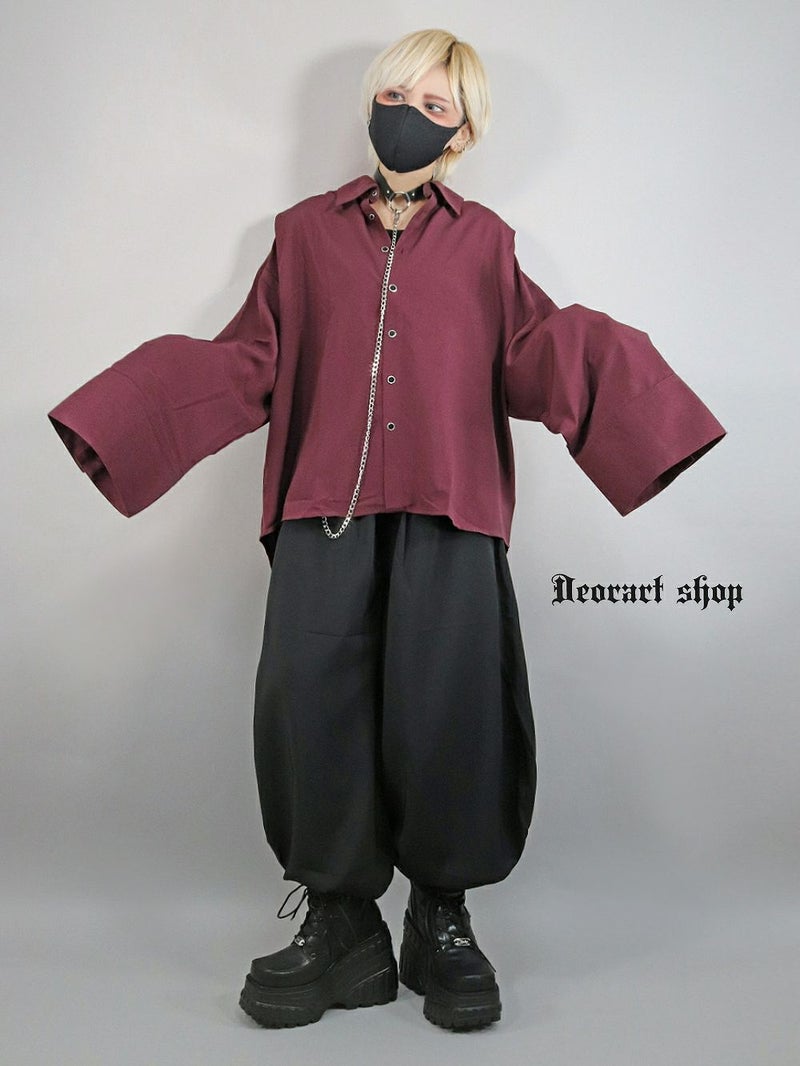 Deorart,かっこいい,かわいい,ハロウィン,ハロウィーン,イベント,コスプレ,コスプレ衣装,ライブ,V系,キョンシー,ワイドスリーブ,ワイド袖,カラーシャツ,ボルドー,ユニセックスコーデ,ホスト,ビッグシルエット