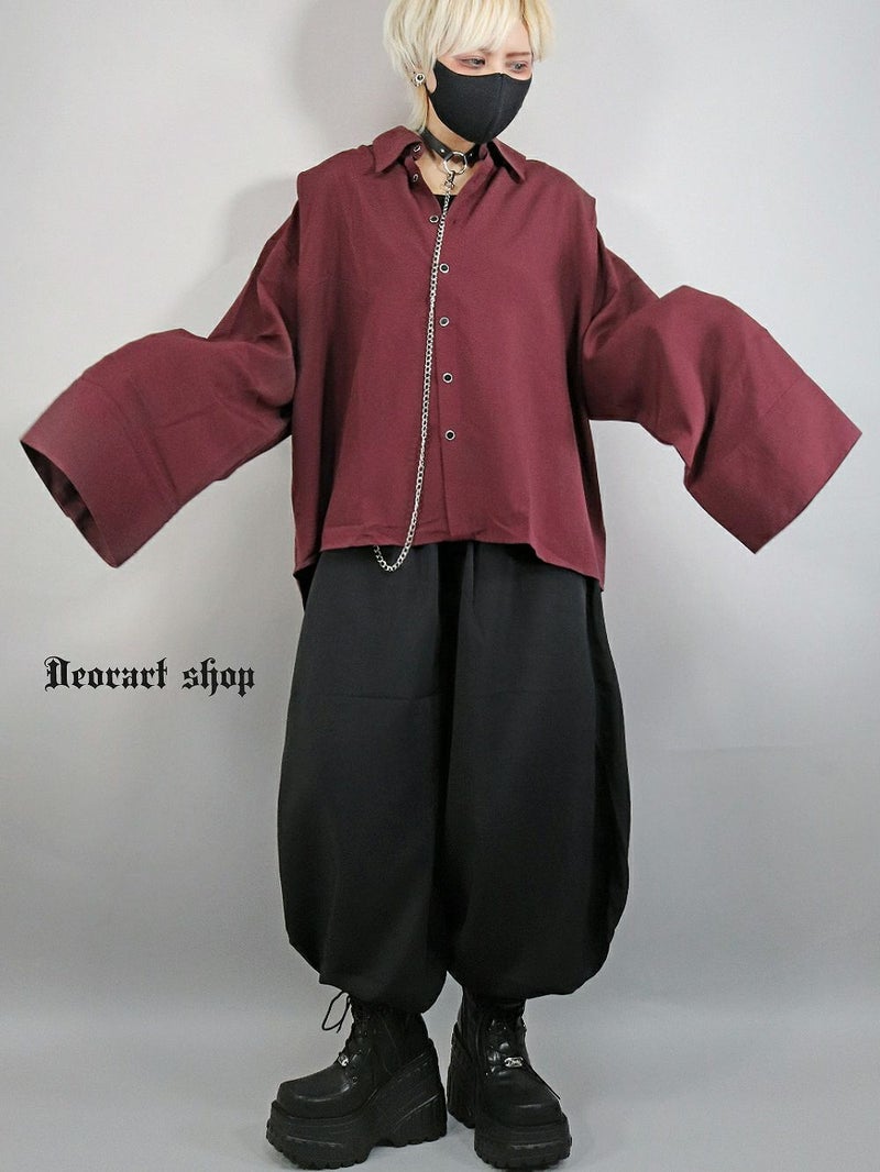 Deorart,かっこいい,かわいい,ハロウィン,ハロウィーン,イベント,コスプレ,コスプレ衣装,ライブ,V系,キョンシー,ワイドスリーブ,ワイド袖,カラーシャツ,ボルドー,ユニセックスコーデ,ホスト,ビッグシルエット