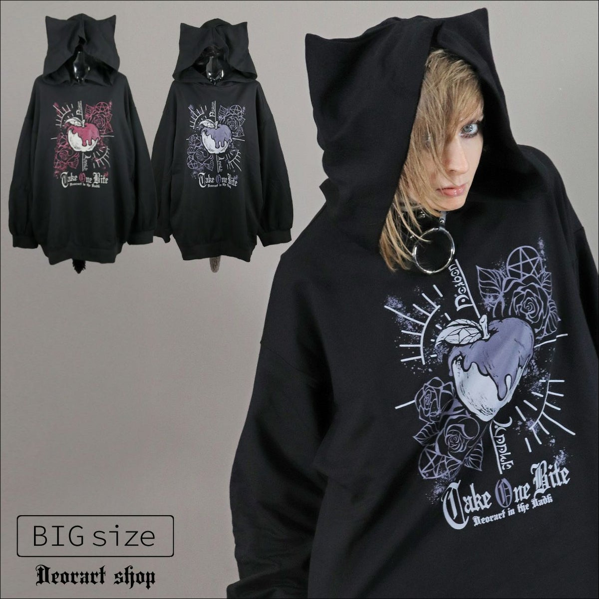 Deorart,ディオラート,地雷系,猫耳パーカー,ネコミミパーカー,ケモ耳,フード,V系,emo,punk,rock,原宿 ,ゴシック,モード,メンズ,レディス,ブランド,衣装,通販