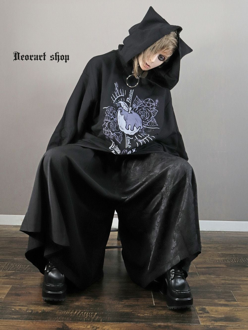 DRT2806 [尻尾チャーム付 ] オーバーサイズ ネコ耳フード・プル