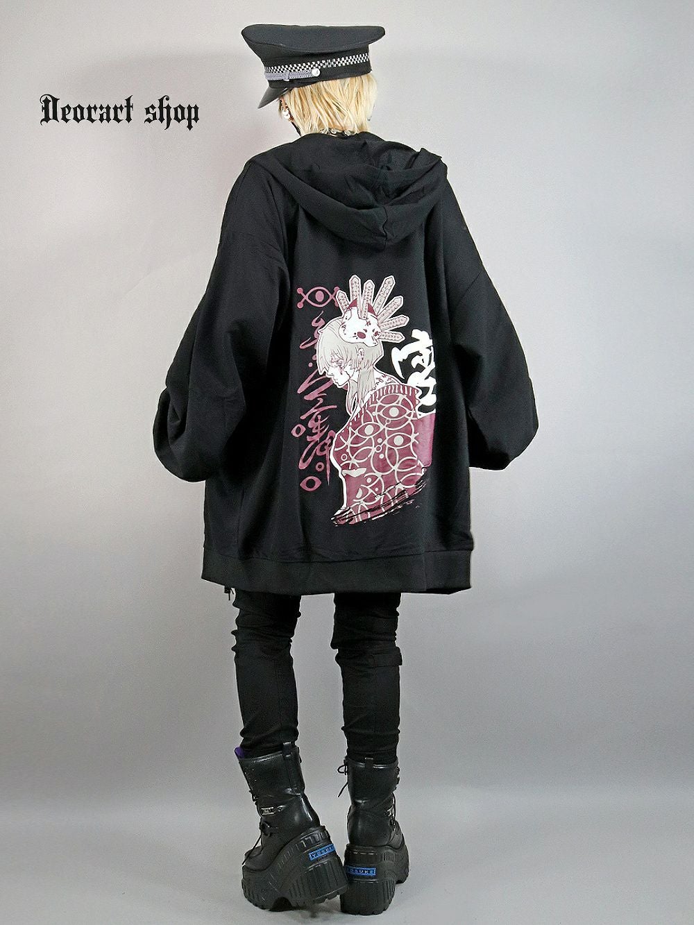 DRT2809 [和GOTH] オーバーサイズ ・プリント ジップパーカー [ 宵-yoi