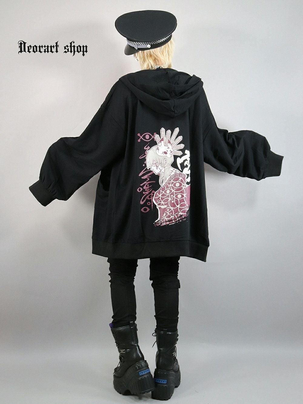 DRT2809 [和GOTH] オーバーサイズ ・プリント ジップパーカー [ 宵-yoi