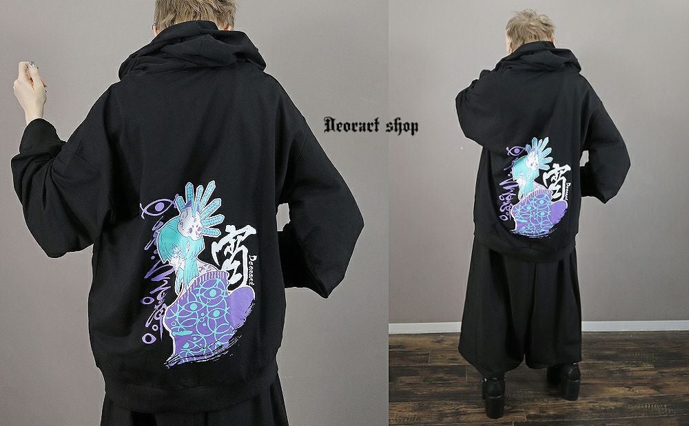 DRT2809 [和GOTH] オーバーサイズ ・プリント ジップパーカー [ 宵-yoi