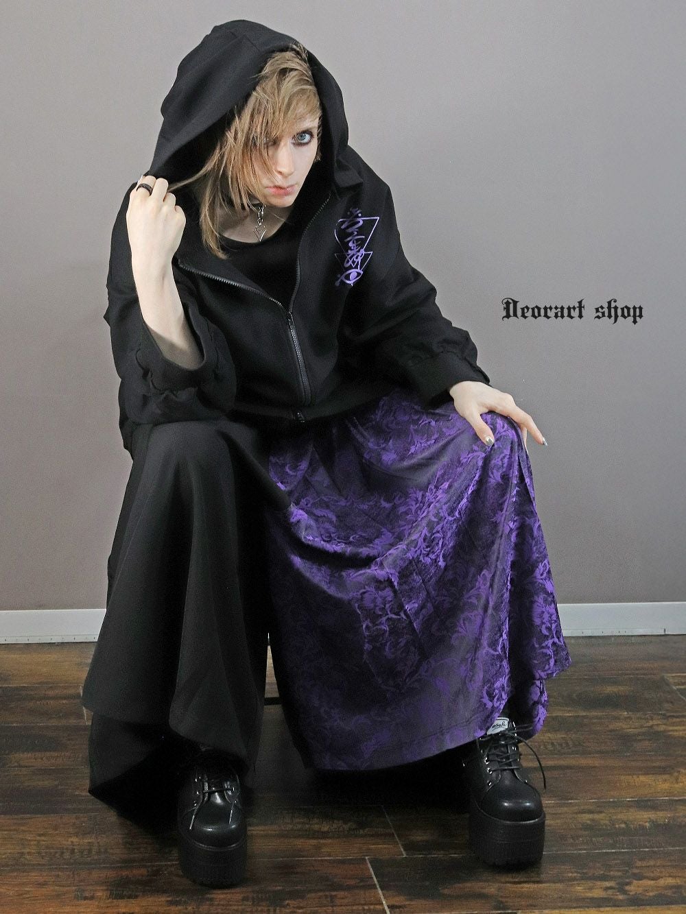 DRT2809 [和GOTH] オーバーサイズ ・プリント ジップパーカー [ 宵-yoi