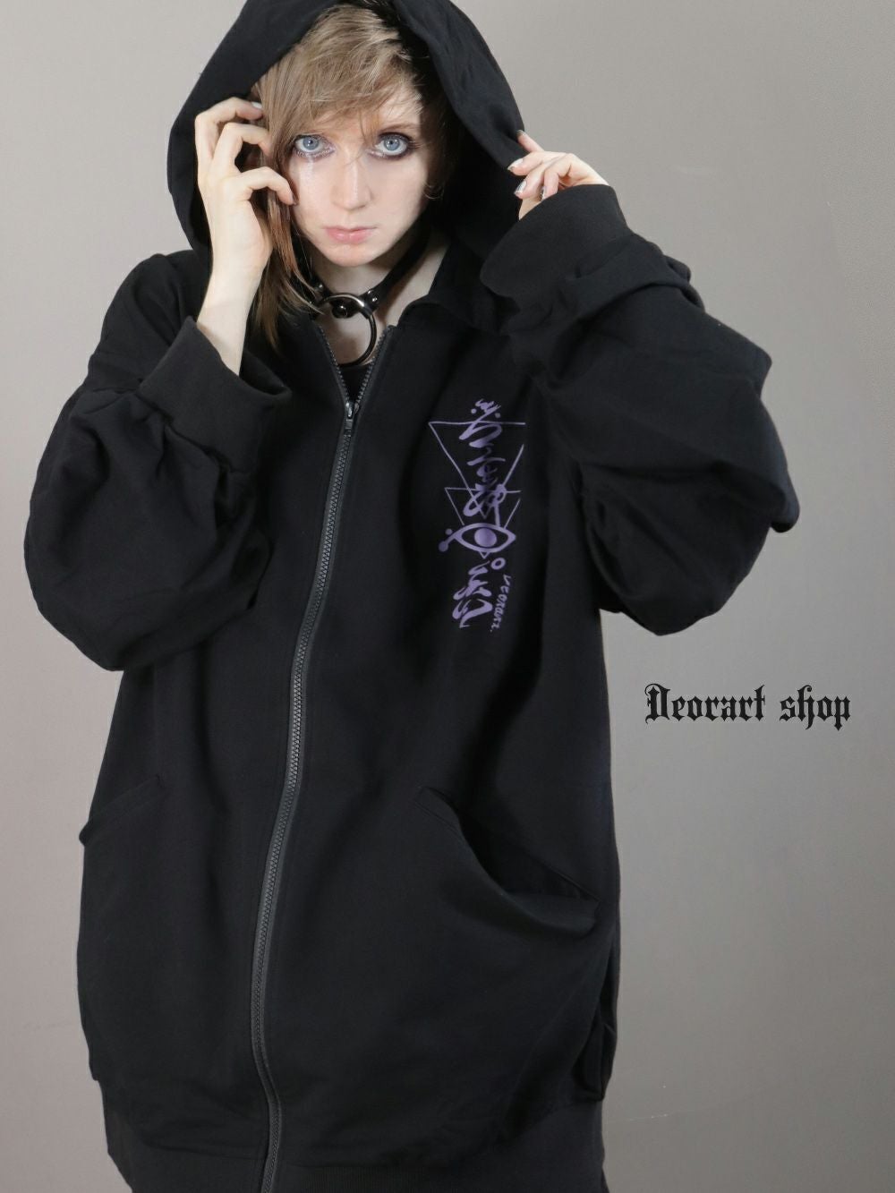 DRT2809 [和GOTH] オーバーサイズ ・プリント ジップパーカー [ 宵-yoi