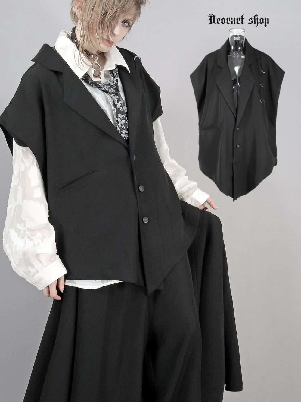 Deorart,ディオラート,V系,地雷系,ゴシック,ジレ,ベスト,セットアップ,V系,ヴィジュアル系,コーデ,ホスト,コンカフェ,ライブ,ファッション,ダンス衣装,メンズ,レディス,男装