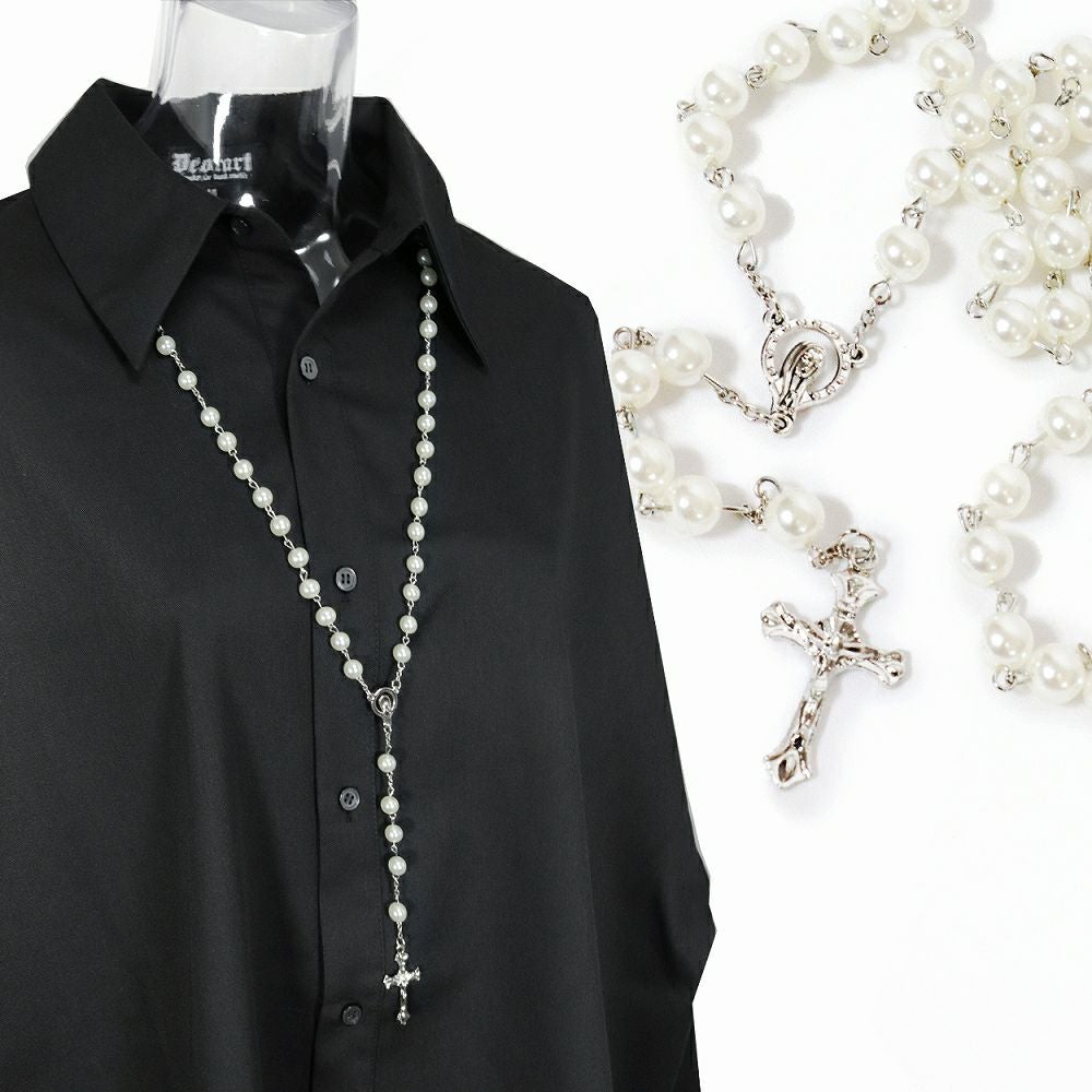 BY2139 ロザリオ・ロングネックレス[WHITE] | Deorart shop