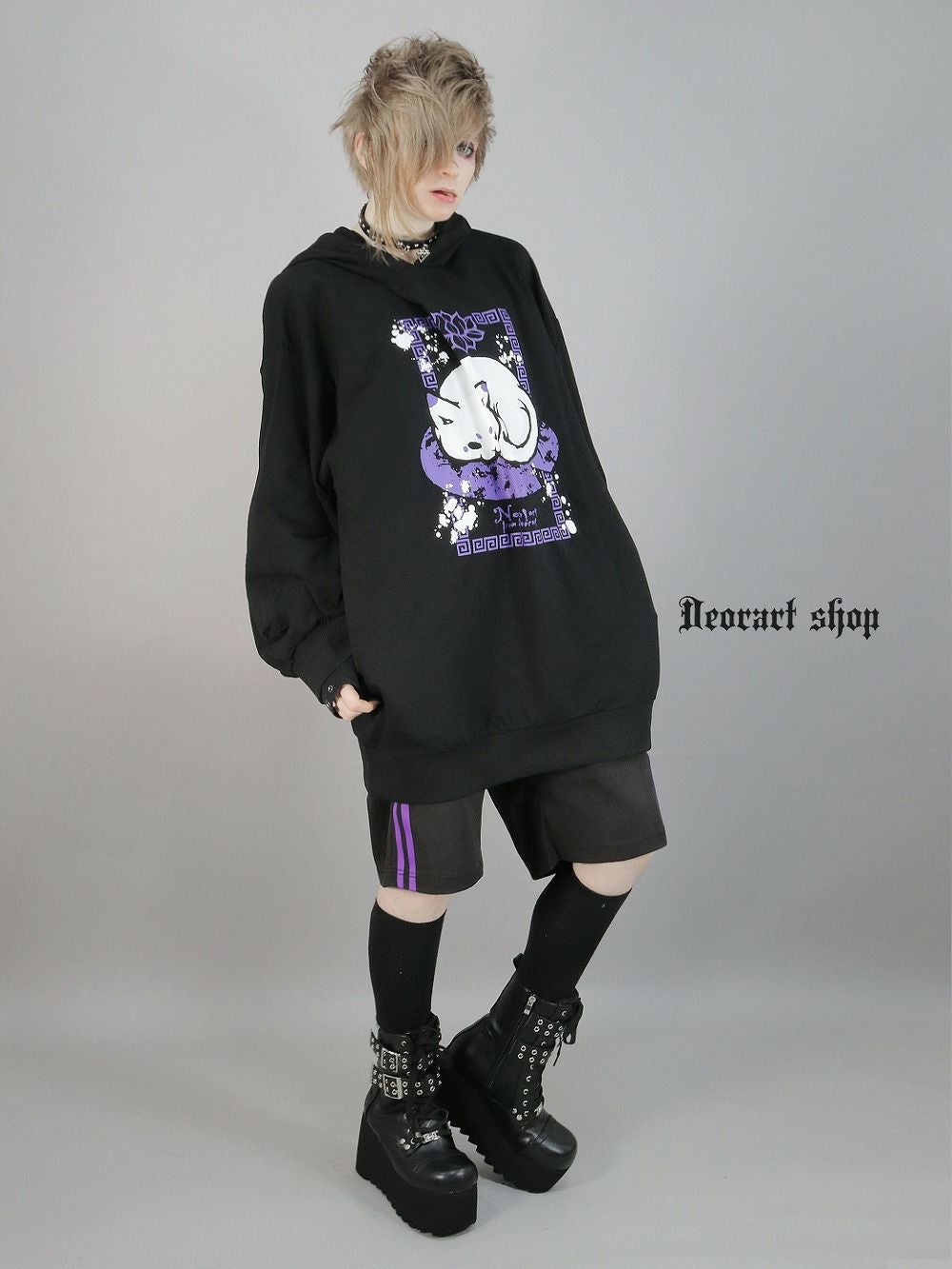 Deorart,ディオラート,地雷系,猫耳パーカー,ネコミミパーカー,猫柄,和柄,妖怪,招き猫,ケモ耳,フード,V系,emo,punk,rock,原宿 ,ゴシック,モード,ファッション,服,通販