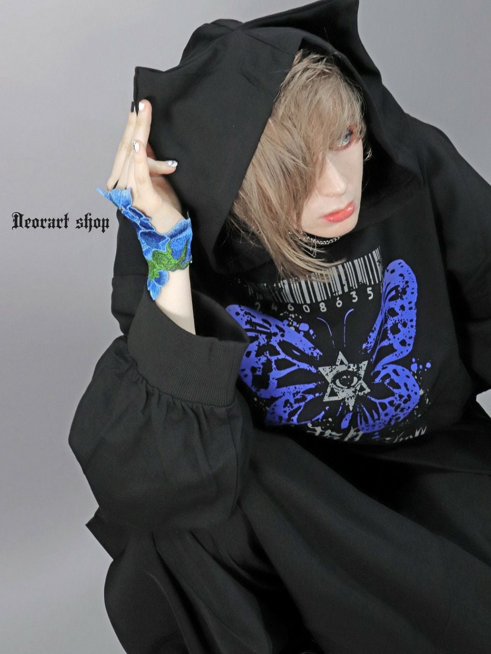 DRT2824 オーバーサイズ ネコ耳フード・プルパーカー [ butterfly eye