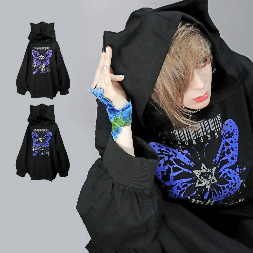 Deorart,ディオラート,地雷系,猫耳,ネコミミフード,蝶々,バタフライ,ヴィジュアル系,V系,emo,punk,rock,原宿 ,ゴシック,モード,ファッション,服,通販