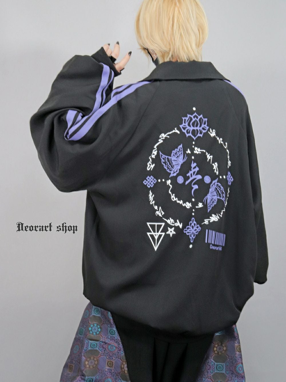 DRT2827 [ジャージ風 サイドライン] 蓮 中華柄・ジップ ジャケット