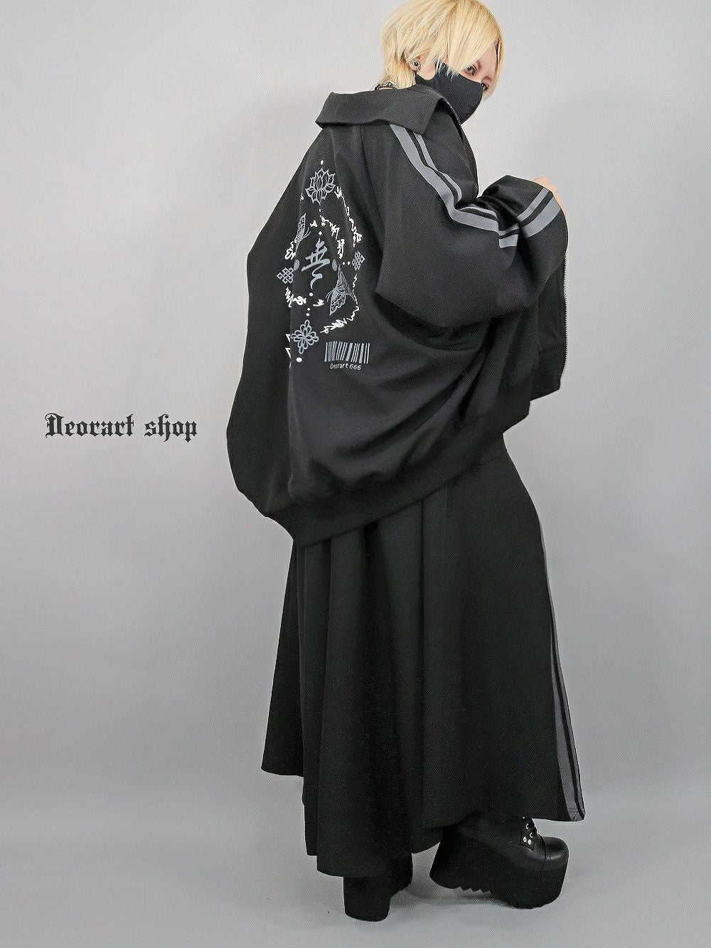 DRT2827 [ジャージ風 サイドライン] 蓮 中華柄・ジップ ジャケット