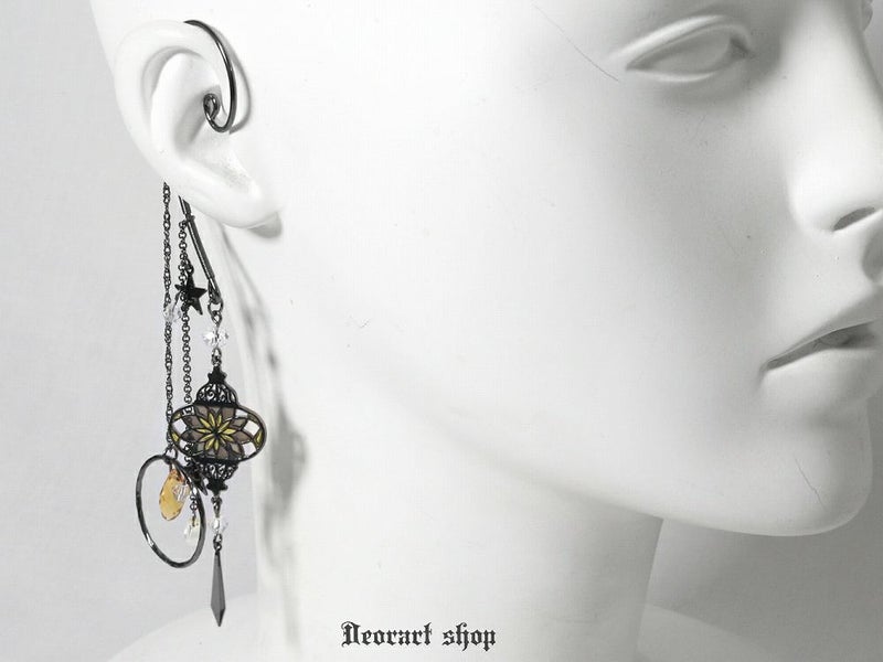 Deorart,ディオラート,イヤーフック,イヤリング,ステンドグラス風,ランタン,ランプ,ゴシック,エスニック,アジアン,かわいい,かっこいい,揺れる,ロングタイプ,コスプレ衣装,