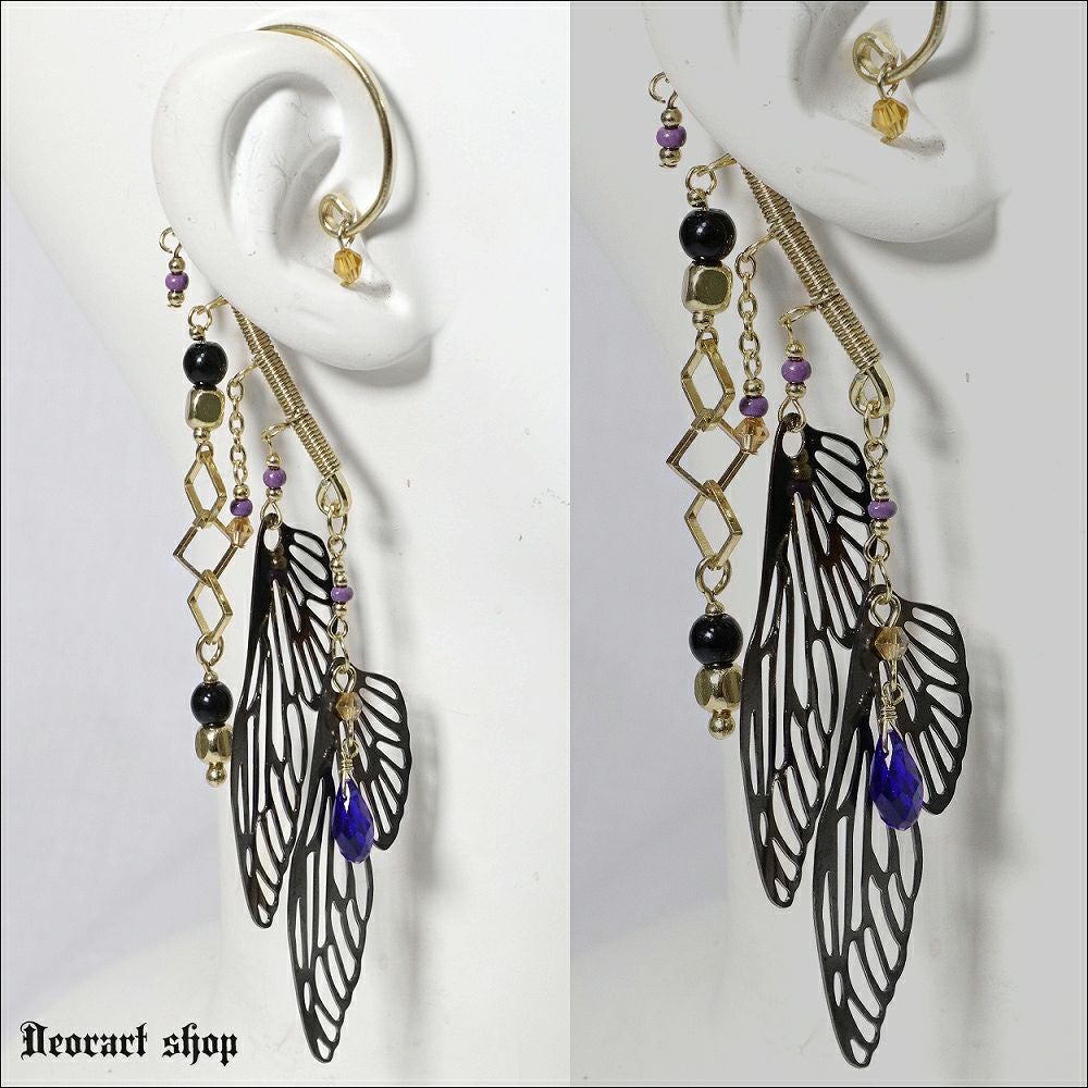 Deorart,ディオラート,イヤーフック,イヤリング,蝶,羽,バタフライ,揺れる,バンド,V系,ゴシック,アジアン,かっこいい,奇麗