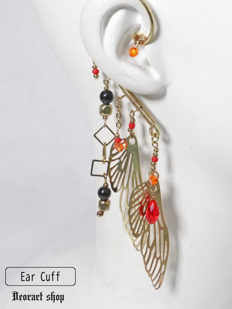 Deorart,ディオラート,ゴシック,イヤーフック,イヤリング,蝶々,羽,ゆれる,かっこいい,かわいい,きれい,V系,バンド,アジアン,コスプレ衣装