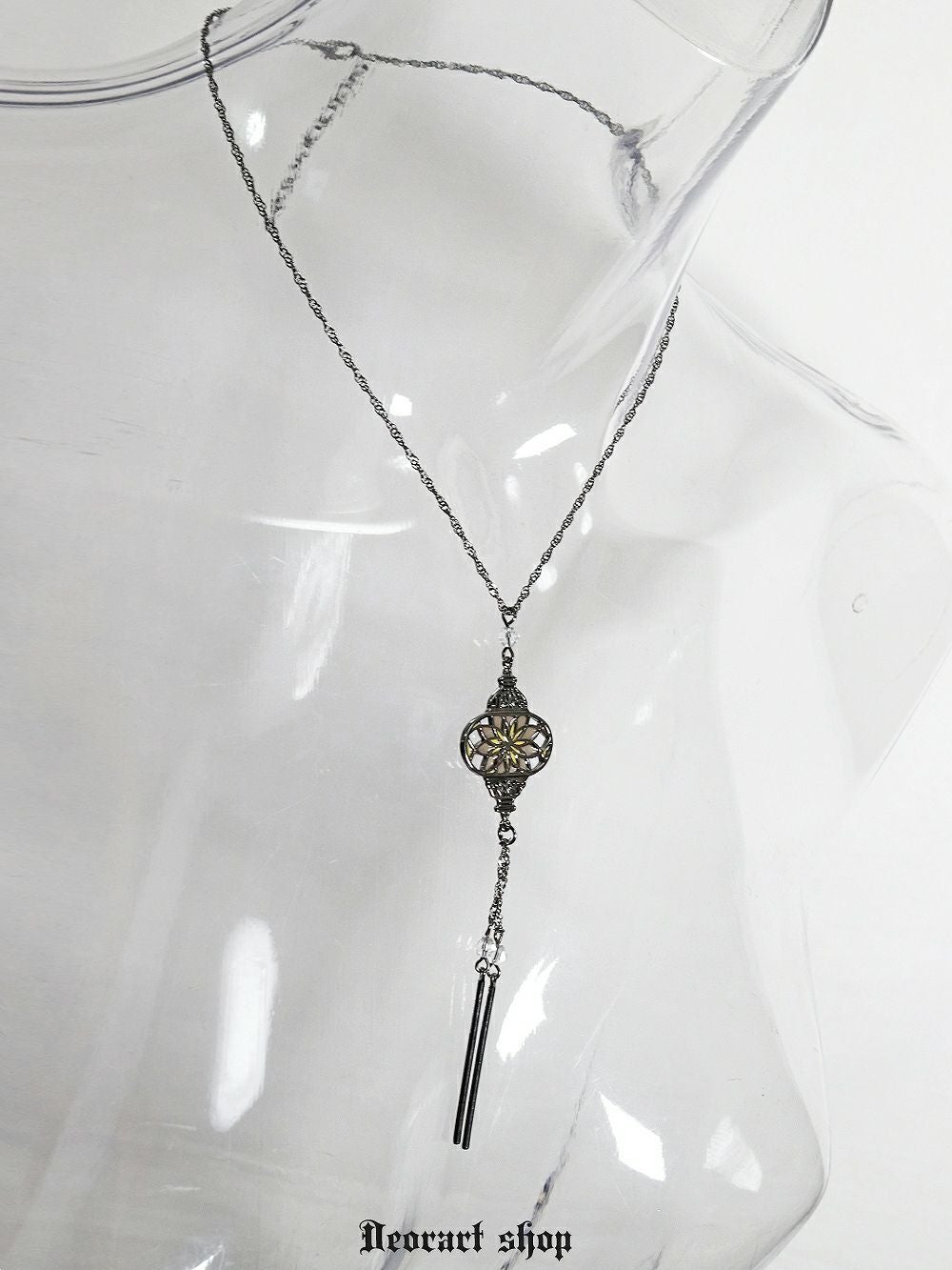 Deorart,ディオラート,ネックレス,アクセサリー,ステンドグラス風,ガラス素材,ランタンモチーフ,ゴシック,アジアン,和風,かわいい,きれい,サブカル系