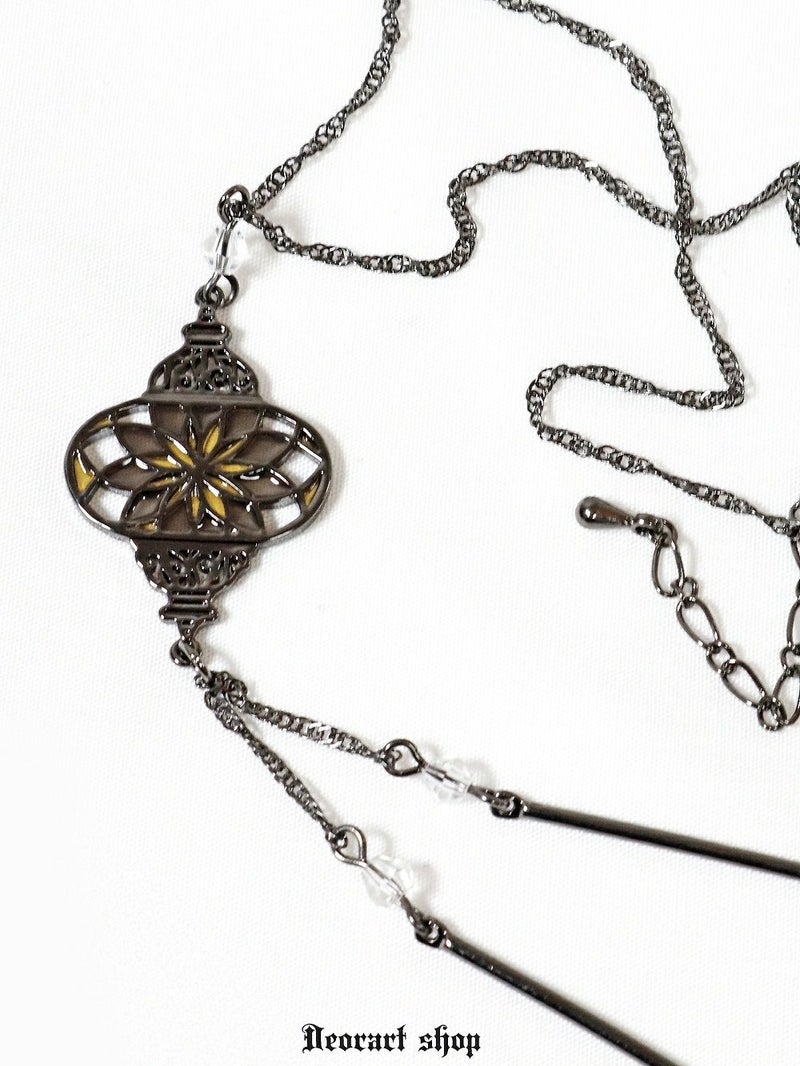 Deorart,ディオラート,ネックレス,アクセサリー,ステンドグラス風,ガラス素材,ランタンモチーフ,ゴシック,アジアン,和風,かわいい,きれい,サブカル系