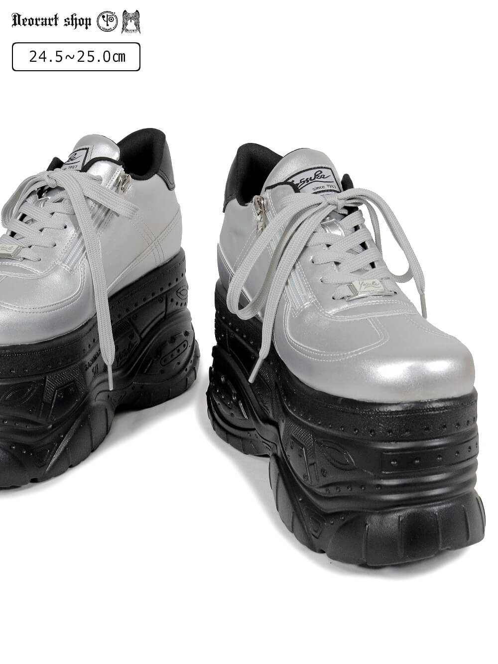 Deorart,ディオラート,厚底スニーカー,厚底シューズ,シルバーシューズ,レースアップ,足盛れ,盛れる,かっこいい,ユニセックス,男装,バンド,V系,コンカフェ,ホスト,歌舞伎町,原宿,通販,
