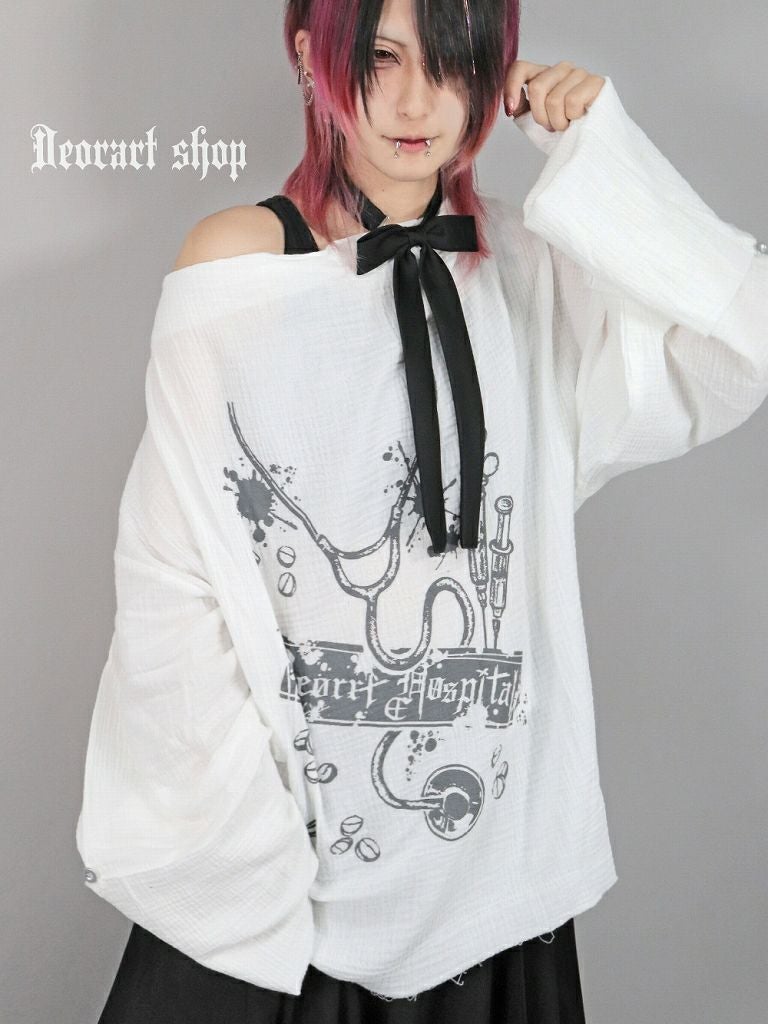 Deorart,ディオラート,病院風コーデ,ナースコーデ,ドクター,注射器,聴診器,プリント,医者,白衣,マッドサイエンティスト,コスプレ,ゴスロリ,通販,地雷系,ハロウィン,衣装,バンド,コンカフェ,V系,ヴィジュアル系,男,メンズ,レディース,ファッション,mad scientist,emo,fashion