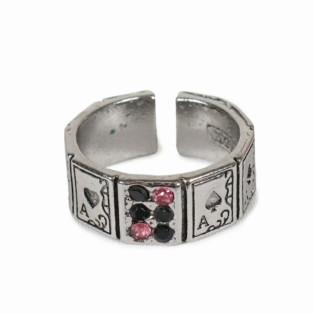 Deorart,ディオラート,指輪,リング,トランプ柄,アリスモチーフ,スペードモチーフ,ハートモチーフ,ストーン付き,リング,フルーサイズ,