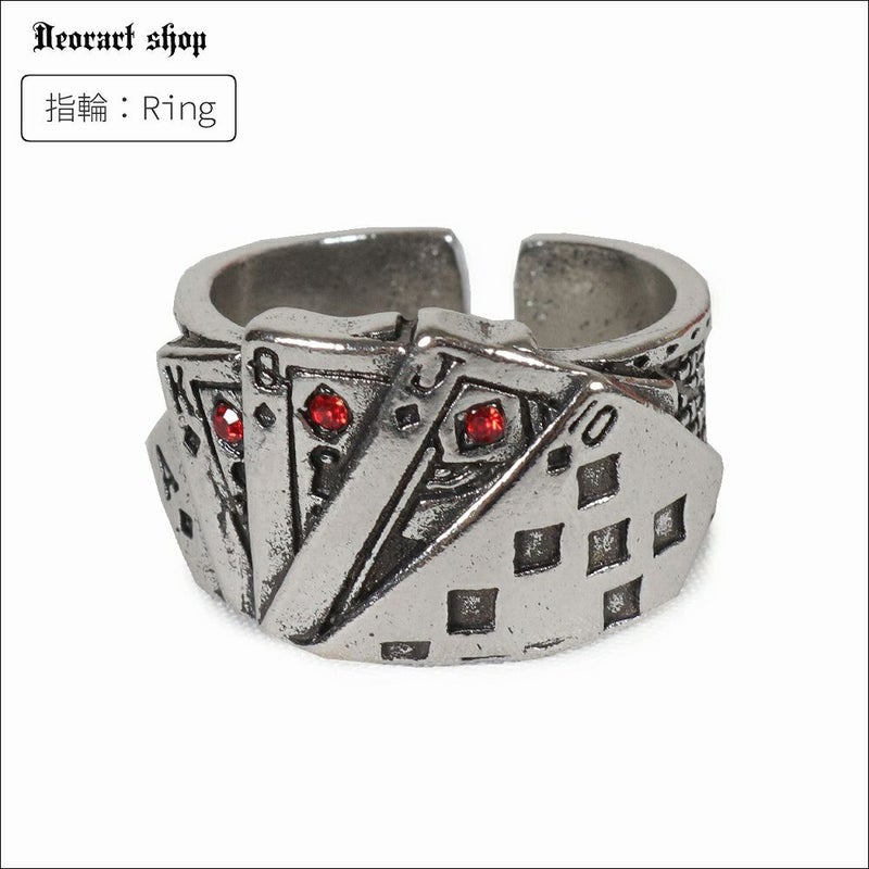 Deorart,ディオラート,リング,指輪,トランプ柄,トランプモチーフ,ラインストーン付き,シルバーリング,通販,アリスモチーフ