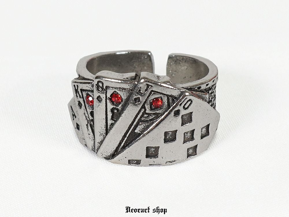 Deorart,ディオラート,リング,指輪,トランプ柄,トランプモチーフ,ラインストーン付き,シルバーリング,通販,アリスモチーフ