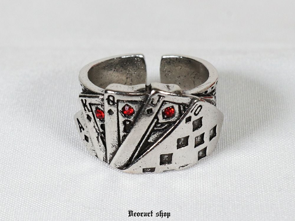 Deorart,ディオラート,リング,指輪,トランプ柄,トランプモチーフ,ラインストーン付き,シルバーリング,通販,アリスモチーフ