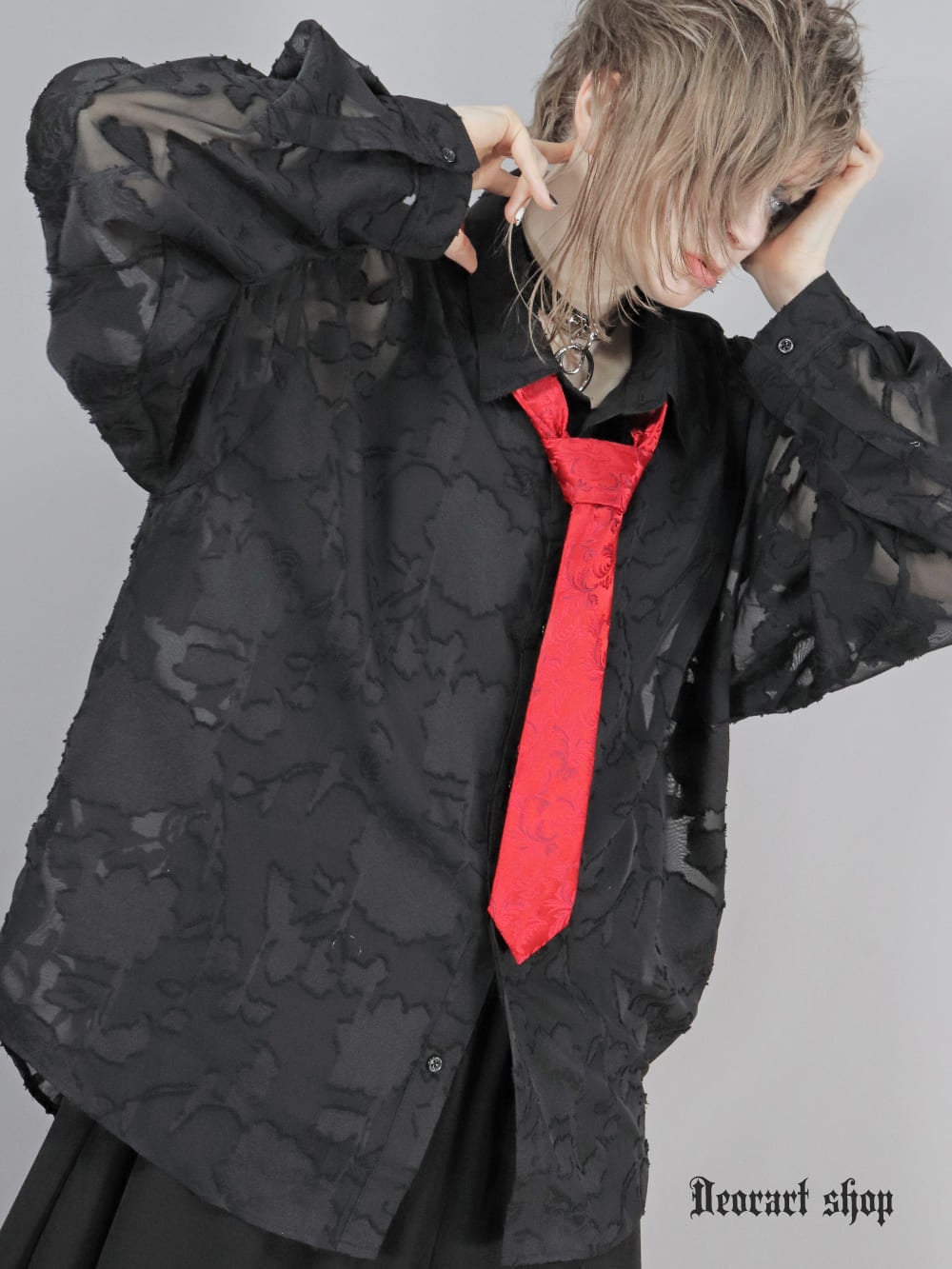 BY7101 [ 透け感シアー ] ローズ・シャツ [ 薔薇 ] (セレクト