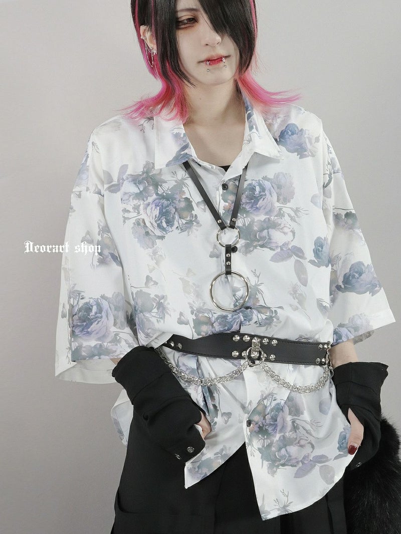 Deorart,ディオラート,総柄シャツ,V系シャツ,パーティ,ドレスアップ,ローズ柄,オーバーサイズ,薔薇,花柄,メンズ,レディス,おしゃれ,カッコイイ,地雷系,ホスト,ライブ衣装,通販