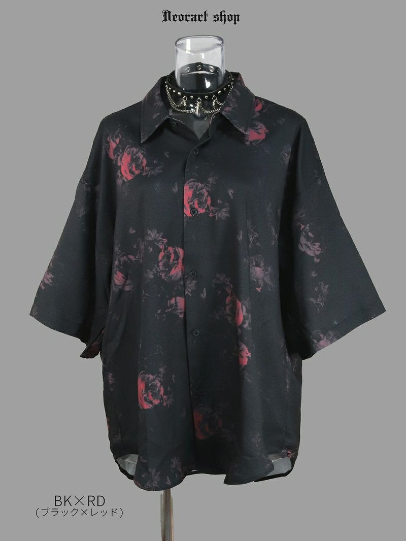 Deorart,ディオラート,総柄シャツ,V系シャツ,パーティ,ドレスアップ,ローズ柄,オーバーサイズ,薔薇,花柄,メンズ,レディス,おしゃれ,カッコイイ,地雷系,ホスト,ライブ衣装,通販