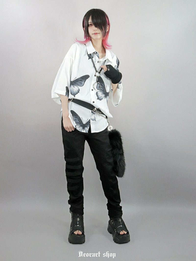 Deorart,ディオラート,総柄シャツ,V系シャツ,パーティ,ドレスアップ,蝶々,バタフタイ柄,フォトプリント,オーバーサイズ,薔薇,花柄,メンズ,レディス,おしゃれ,カッコイイ,地雷系,ホスト,ライブ衣装,通販