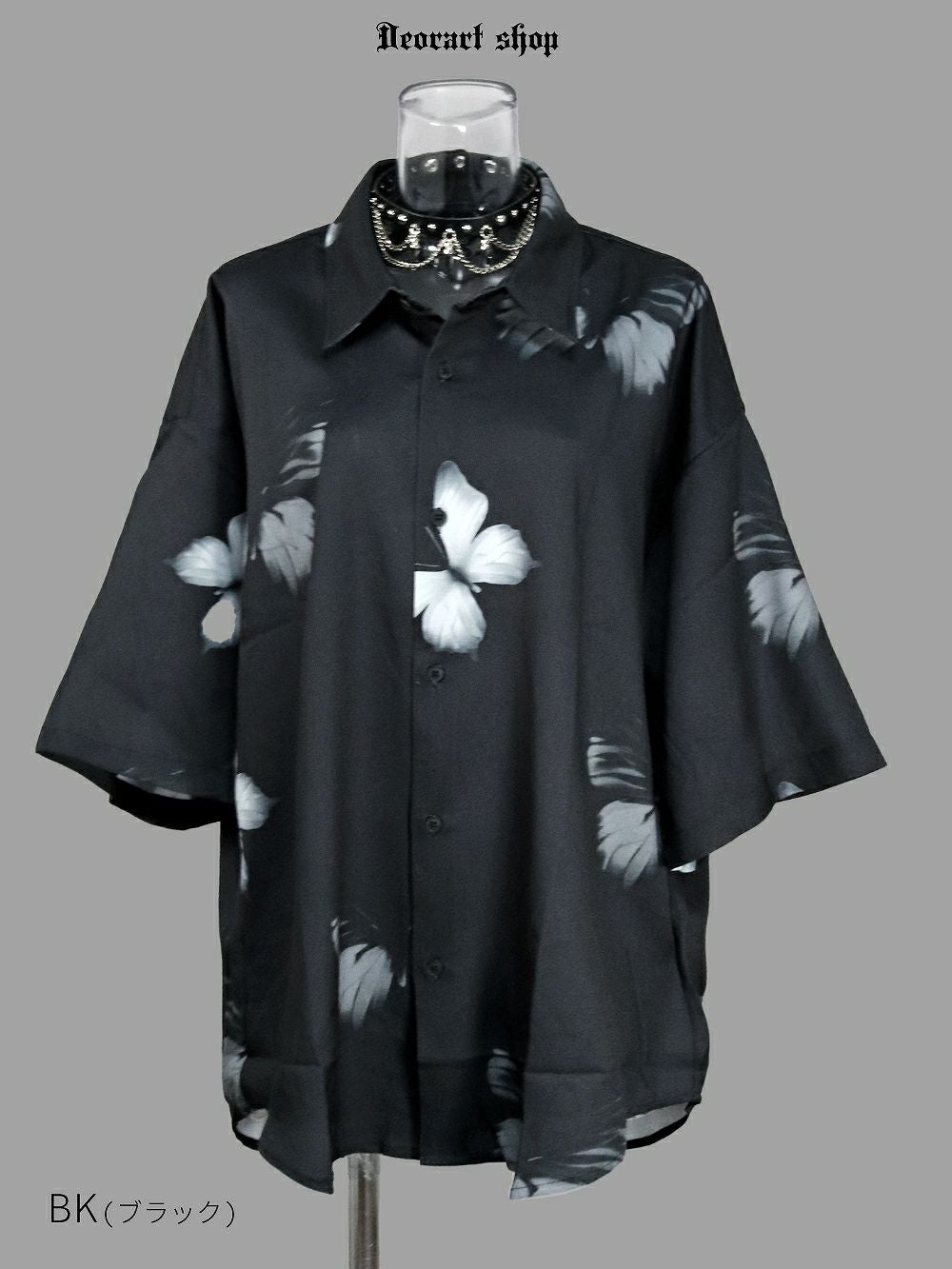 Deorart,ディオラート,総柄シャツ,V系シャツ,パーティ,ドレスアップ,蝶々,バタフタイ柄,フォトプリント,オーバーサイズ,薔薇,花柄,メンズ,レディス,おしゃれ,カッコイイ,地雷系,ホスト,ライブ衣装,通販