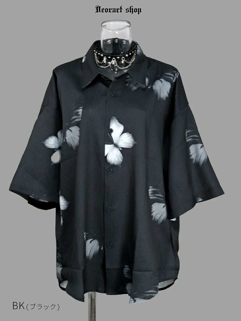 Deorart,ディオラート,総柄シャツ,V系シャツ,パーティ,ドレスアップ,蝶々,バタフタイ柄,フォトプリント,オーバーサイズ,薔薇,花柄,メンズ,レディス,おしゃれ,カッコイイ,地雷系,ホスト,ライブ衣装,通販