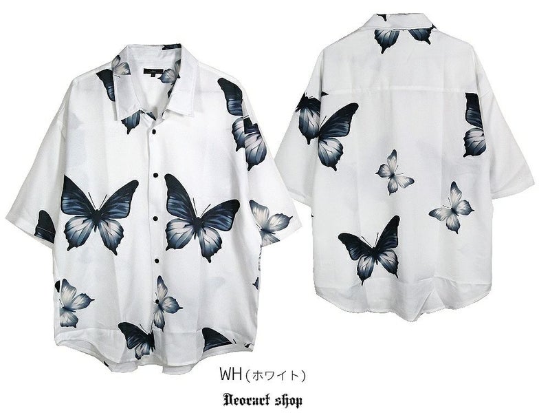 Deorart,ディオラート,総柄シャツ,V系シャツ,パーティ,ドレスアップ,蝶々,バタフタイ柄,フォトプリント,オーバーサイズ,薔薇,花柄,メンズ,レディス,おしゃれ,カッコイイ,地雷系,ホスト,ライブ衣装,通販