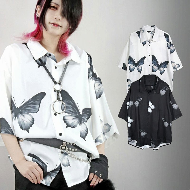 Deorart,ディオラート,総柄シャツ,V系シャツ,パーティ,ドレスアップ,蝶々,バタフタイ柄,フォトプリント,オーバーサイズ,薔薇,花柄,メンズ,レディス,おしゃれ,カッコイイ,地雷系,ホスト,ライブ衣装,通販