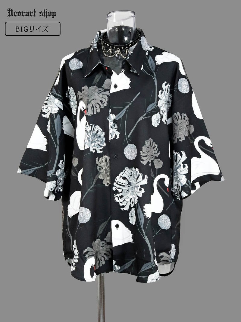 Deorart,ディオラート,V系シャツ,柄シャツ,鳥柄,白鳥,ゴシック,バンド,ホスト,男装,衣装,オーバーサイズ,
