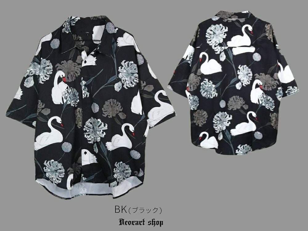 Deorart,ディオラート,V系シャツ,柄シャツ,鳥柄,白鳥,ゴシック,バンド,ホスト,男装,衣装,オーバーサイズ,