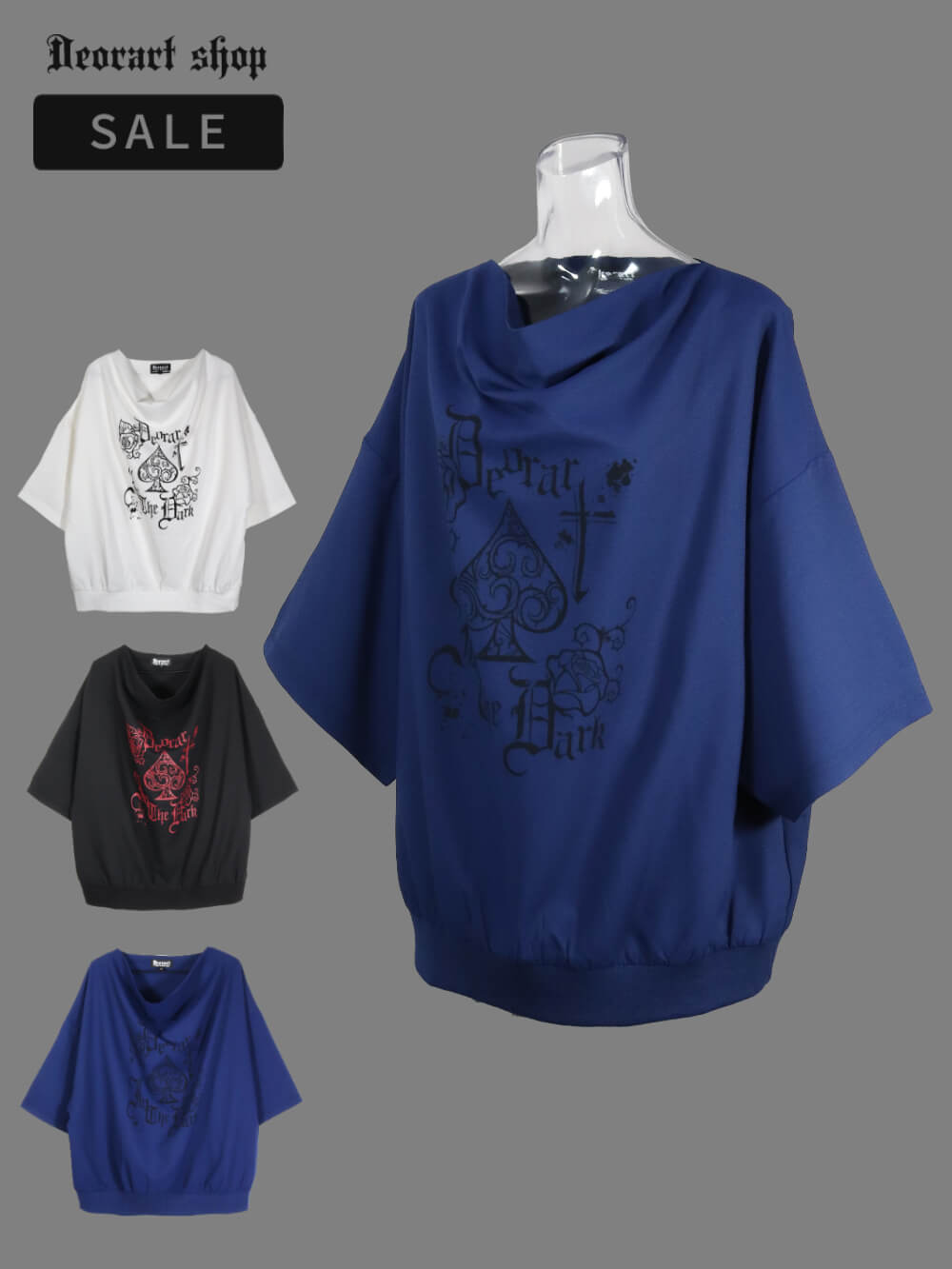 Deorart,ディオラート,モード,ゴシック,Tシャツ,ドレープ,普段使い,スペード,薔薇,裾絞り,地雷系,V系,ヴィジュアル系,大人,ファッション,衣装,メンズ,レディス,通販