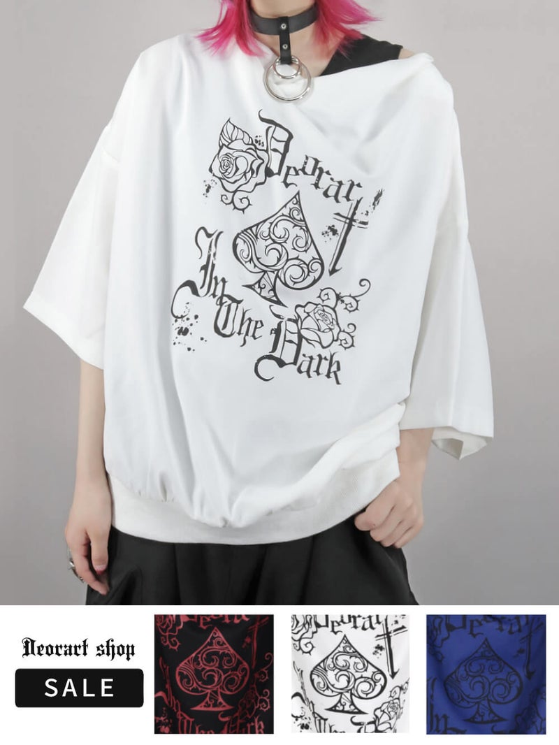 Deorart,ディオラート,モード,ゴシック,Tシャツ,ドレープ,普段使い,スペード,薔薇,裾絞り,地雷系,V系,ヴィジュアル系,大人,ファッション,衣装,メンズ,レディス,通販
