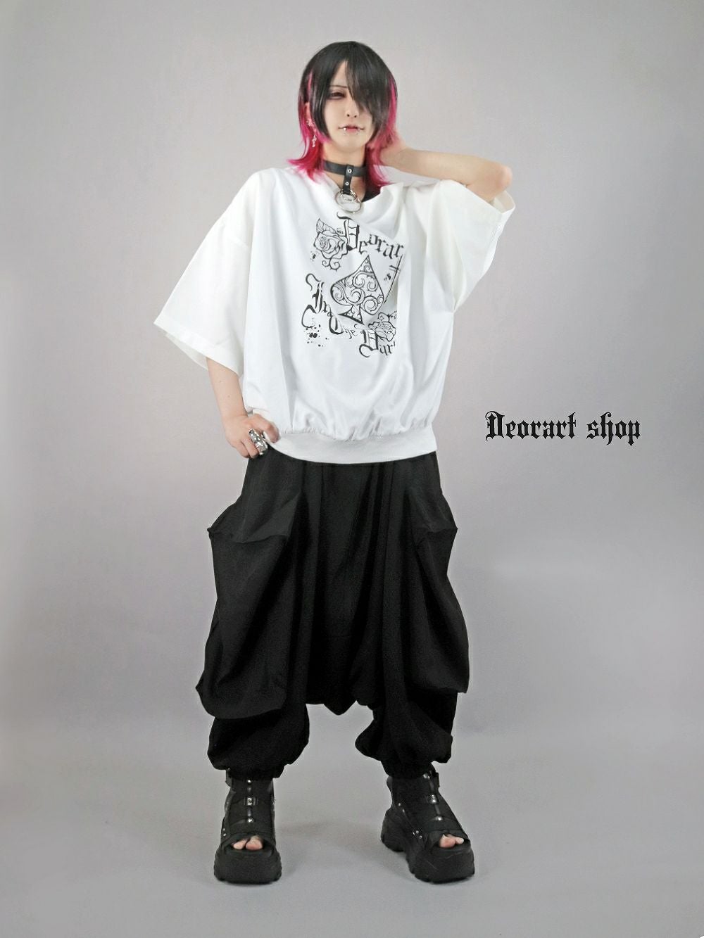 Deorart,ディオラート,モード,ゴシック,Tシャツ,ドレープ,普段使い,スペード,薔薇,裾絞り,地雷系,V系,ヴィジュアル系,大人,ファッション,衣装,メンズ,レディス,通販