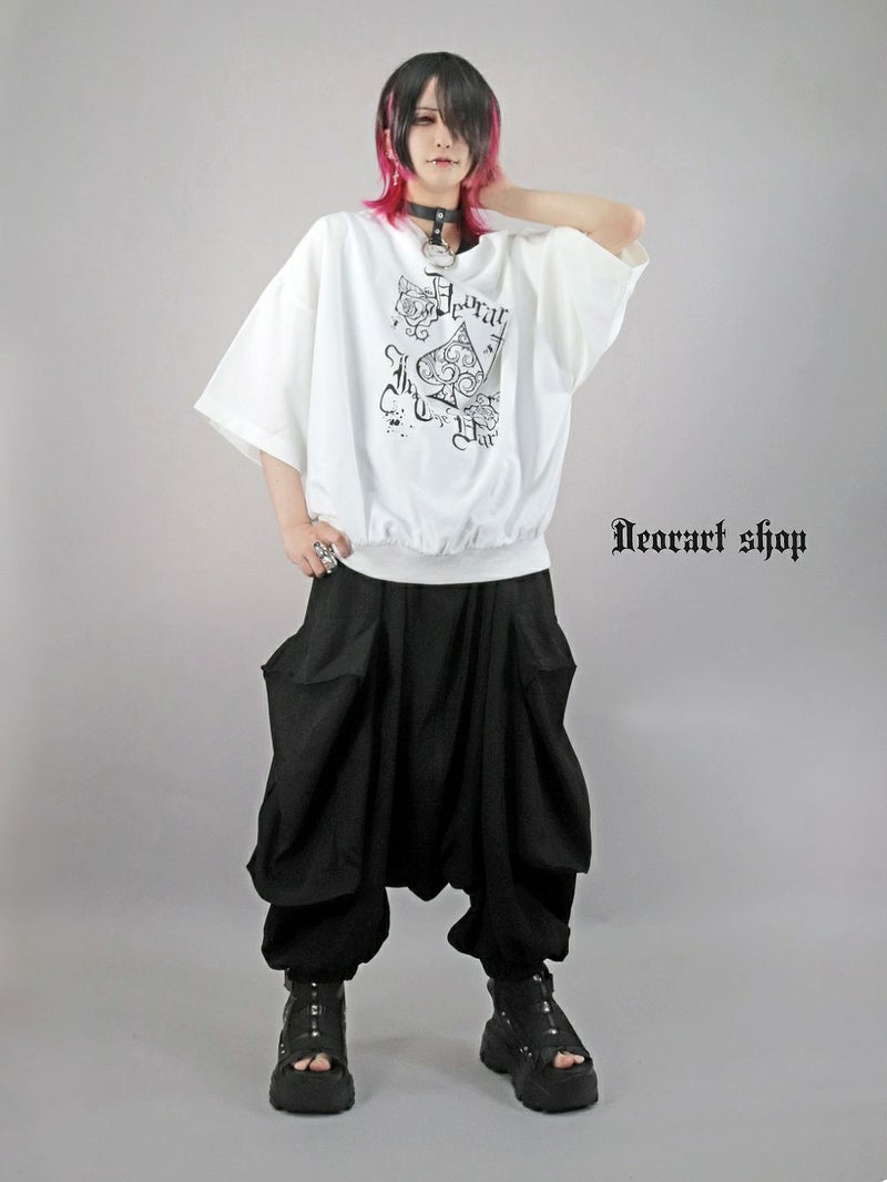 Deorart,ディオラート,モード,ゴシック,Tシャツ,ドレープ,普段使い,スペード,薔薇,裾絞り,地雷系,V系,ヴィジュアル系,大人,ファッション,衣装,メンズ,レディス,通販