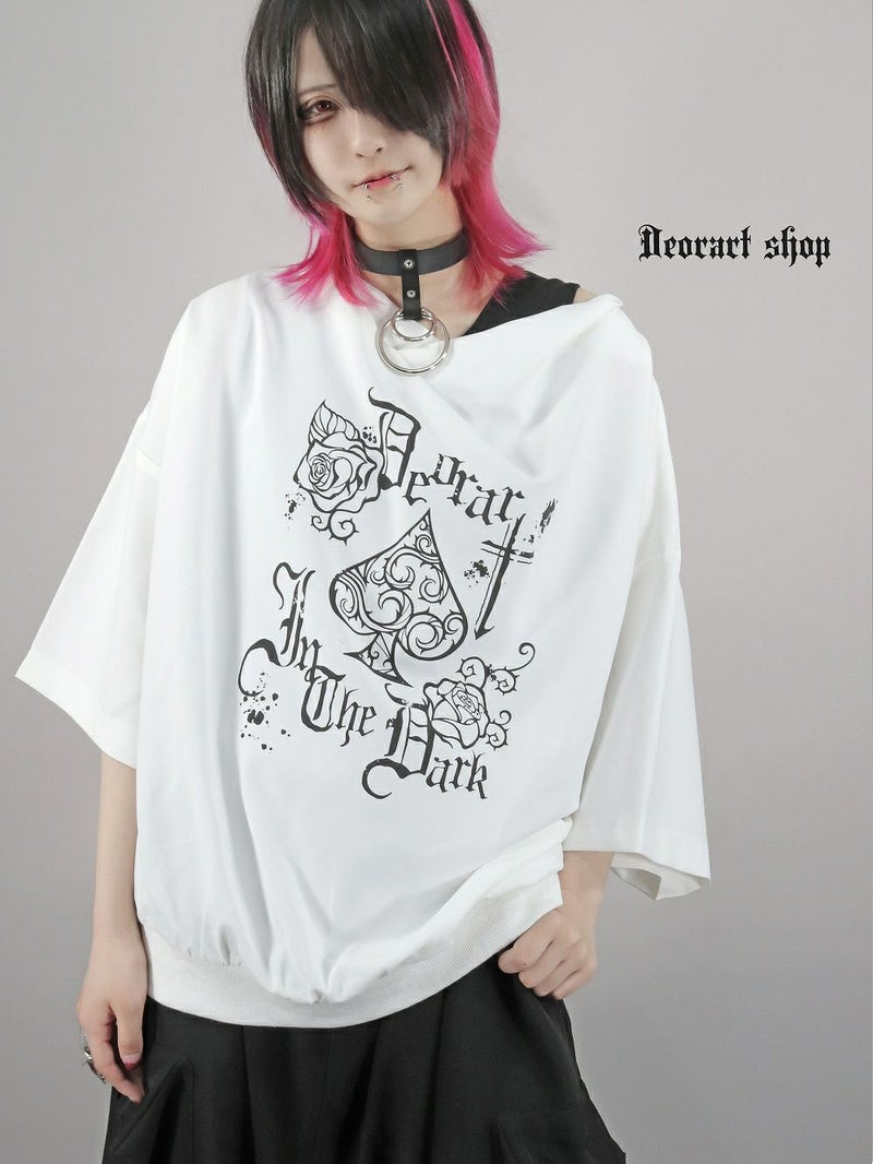 Deorart,ディオラート,モード,ゴシック,Tシャツ,ドレープ,普段使い,スペード,薔薇,裾絞り,地雷系,V系,ヴィジュアル系,大人,ファッション,衣装,メンズ,レディス,通販