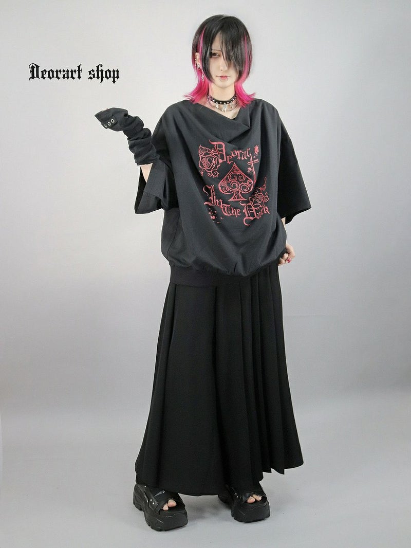 Deorart,ディオラート,モード,ゴシック,Tシャツ,ドレープ,普段使い,スペード,薔薇,裾絞り,地雷系,V系,ヴィジュアル系,大人,ファッション,衣装,メンズ,レディス,通販